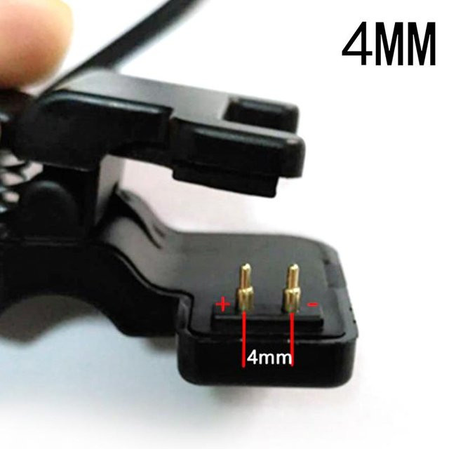 Lippye Universelles USB-C Smartwatch Ladekabel mit Ladeclip für 2/3 Pins und 4/6 mm Abstand, Schwarz - Bild 1