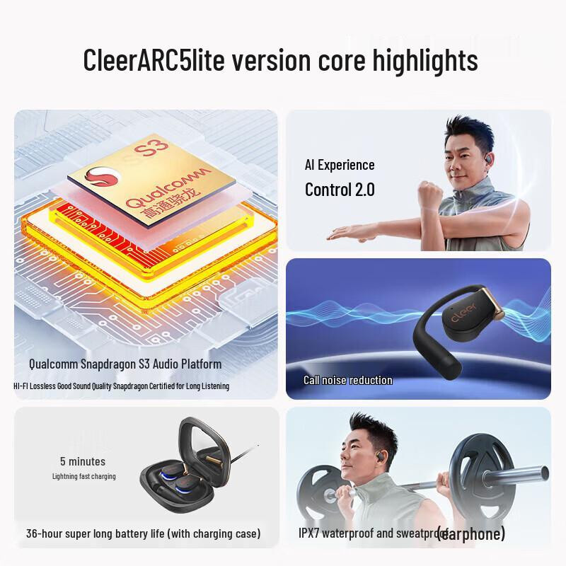 Cleer ARC 5 Lite Open-Ear Bluetooth Sport-Kopfhörer in Schwarz - Bild 4