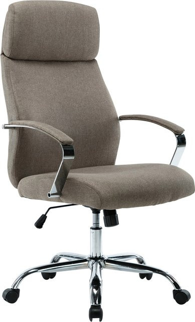 TPFLiving Bürostuhl Fargo XL Stoff in Taupe/Beige mit Armlehnen und Rollen für dein Home-Office - Bild 1