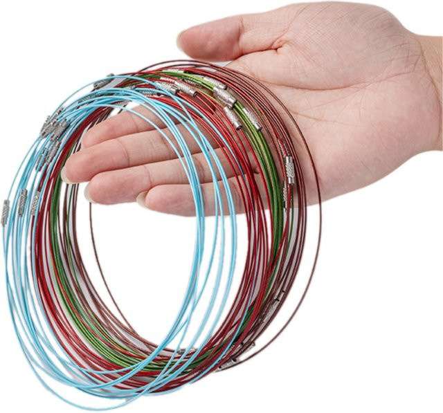 Halskette Drahtschnur Edelstahl, Mix Farben, 46 cm, Unisex - Bild 1