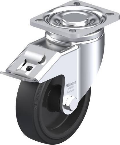 Blickle Lenkrolle LH-POEV 125XR-1-FI mit Feststeller in Schwarz und Silber, Rad-Durchmesser: 125 mm, Tragfähigkeit: 250 kg - Bild 1