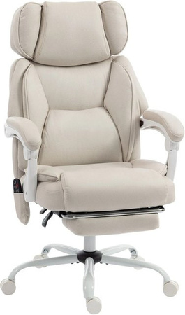 HOMCOM Executive Bürostuhl mit Massagefunktion in Beige und Weiß, B: 70 cm, T: 75,5 cm, H: 122,5 cm
