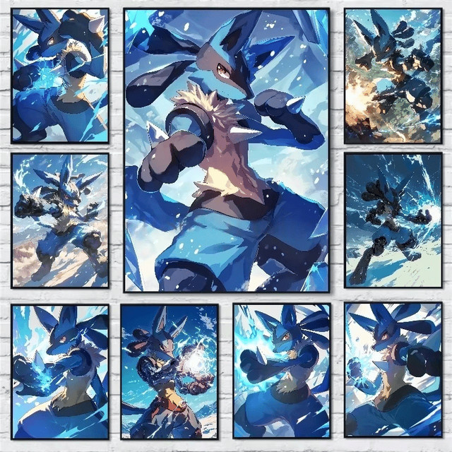 KAYOU Pokemon Anime Lucario Leinwandgemälde Modernes Wandbild in Mehrfarbig - Bild 1