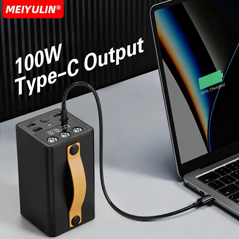 MEIYULIN Powerbank mit 60000mAh und 100W Schnellladung, tragbares USB-C-DC-Ladegerät für Laptop und Smartphone, Schwarz - Bild 3