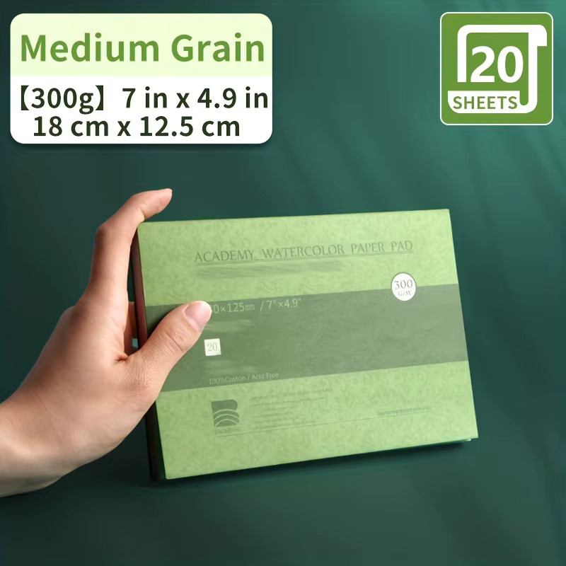 Professioneller Aquarellpapierblock mit 20 Blatt, 300 g/m2, für Aquarell- und Tintenmalerei, Breite: 17,8 cm, Höhe: 12,4 cm - Bild 6