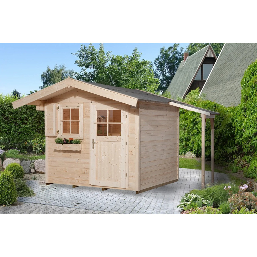 OBI Outdoor Living Holz-Gartenhaus Bozen mit Flachdach, unbehandelt, braun, B/T/H: 367 x 274 x 242 cm - Bild 2