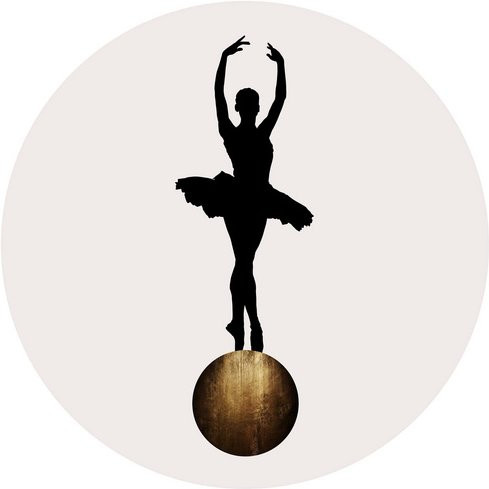 K&L Wall Art Runde Vliestapete Kubistika Ballerina Vollmond, mehrfarbig, matt - Bild 1