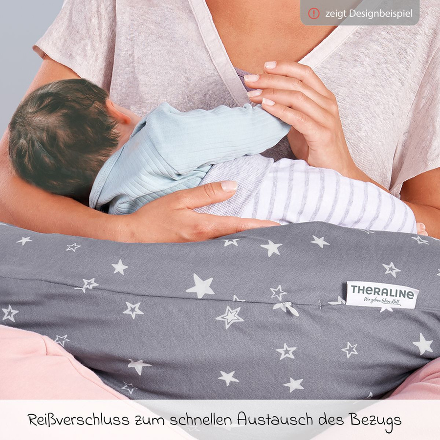 Theraline Ersatzbezug für das Original Stillkissen aus Musselin in Lichtgrau - Bild 2