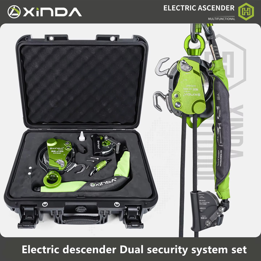 Xinda Electric Ascender Kit Elektrischer Lift mit Absturzsicherungsset in Grün für Seilzugang und Outdoor-Aktivitäten - Bild 6
