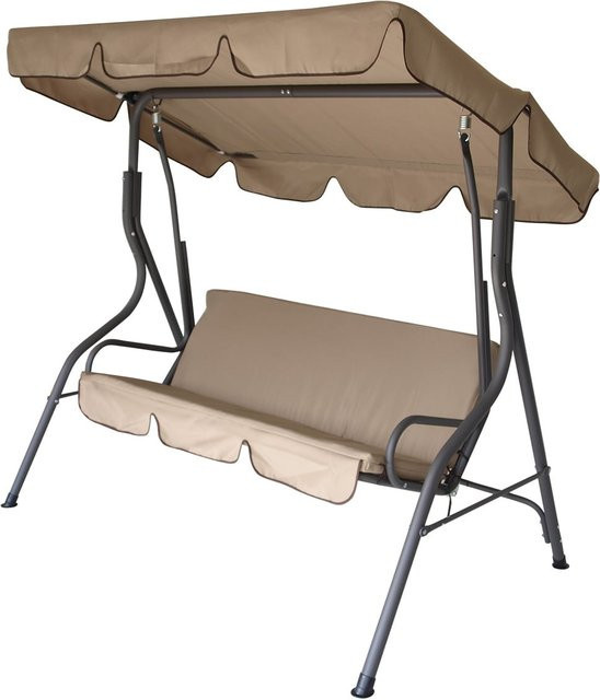 DEGAMO Hollywoodschaukel FLORIDA 3-Sitzer in Grau/Creme mit Textilene-Bezug und Sonnendach aus pulverbeschichtetem Stahlrohr - Bild 1