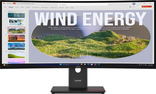Lenovo ThinkVision T34WD-40 Curved LED-Monitor, 86,4 cm (34 Zoll), UWQHD 3440 x 1440, 120 Hz, VA-Panel, Schwarz, HDMI, DisplayPort, USB-C - Bild 1