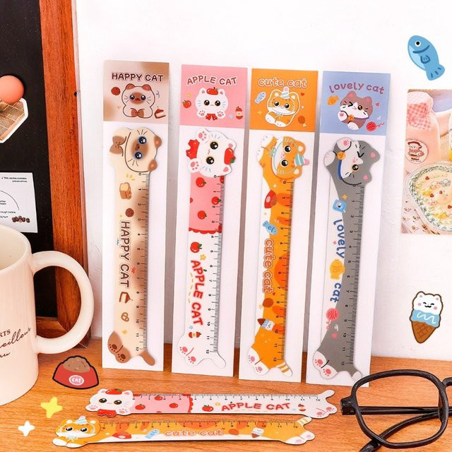 Kawaii Katzen-Lesezeichen mit Magnet und Lineal in Multicolour aus Kunststoff - Bild 1