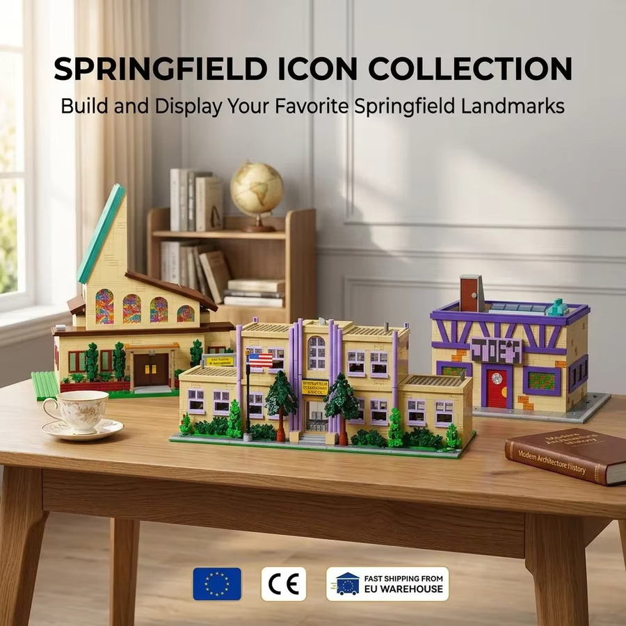 Deluxe Springfield Straßenblock, Modulares Bausteinset, Stadt, 3-in-1 Konstruktions-Bausteinmodell - Bild 2