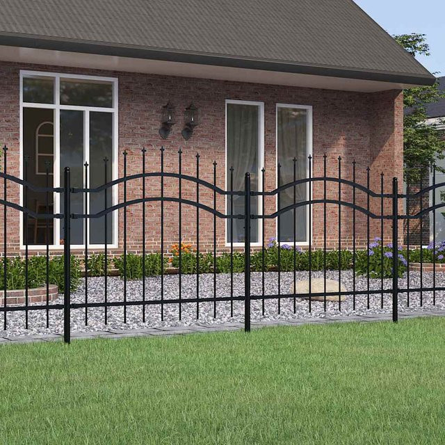 vidaXL Speerzaun aus pulverbeschichtetem Stahl in Schwarz, Höhe: 140 cm, Breite: 110 cm - Bild 2