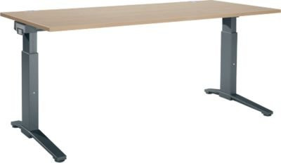 Schäfer Shop Genius ERGOSTYLE S Schreibtisch manuell höhenverstellbar, Rechteck, C-Fuß, Eiche/Anthrazit, B: 180 cm, T: 80 cm, H: 67,5-89,5 cm - Bild 1