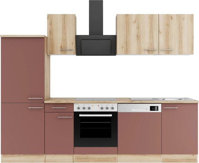 OPTIFIT Küchenzeile Livorno290/Bari407 in Wildeiche Nachbildung und Rostrot, Breite: 270 cm - Bild 1