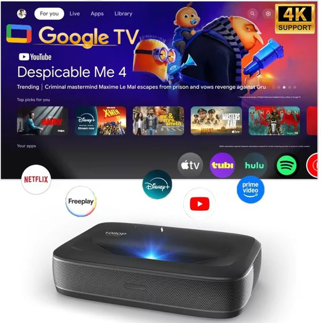 WUPRO G3 Triple-Laser Ultra-Kurzdistanz-Projektor Full HD mit 600 ANSI Lumen, Autofokus und Dolby Audio in Weiß - Bild 1