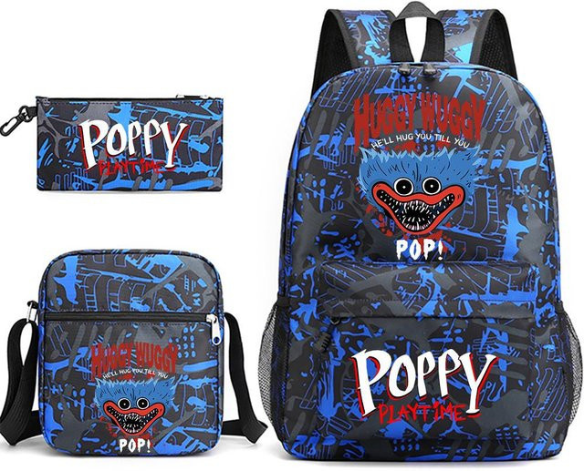 3-teiliges Schulrucksack-Set in Blau aus Oxford-Stoff mit Schultasche und Federmäppchen - Bild 1
