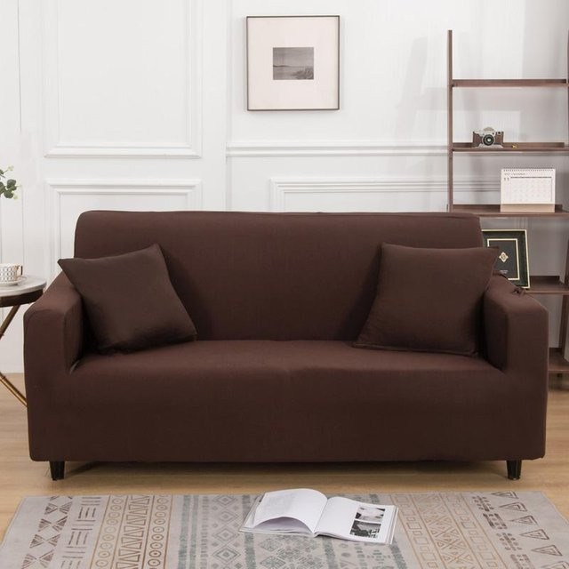 Elastischer Sofabezug für 1-Sitzer in Braun, wasserdichter und rutschfester Schonbezug für Ecksofas und Bänke, Breite: 90-140 cm - Bild 1