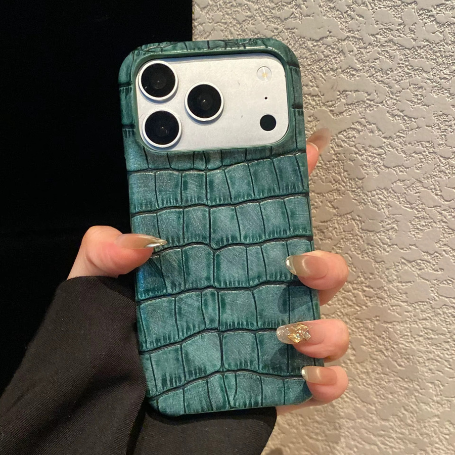 QianYueRui Handyhülle mit Retro-Krokodilmuster für iPhone 17 Pro Max, 16 Plus, 15 Pro, 14, 13, halbtransparent und sturzsicher, Farbe: transparent - Bild 2