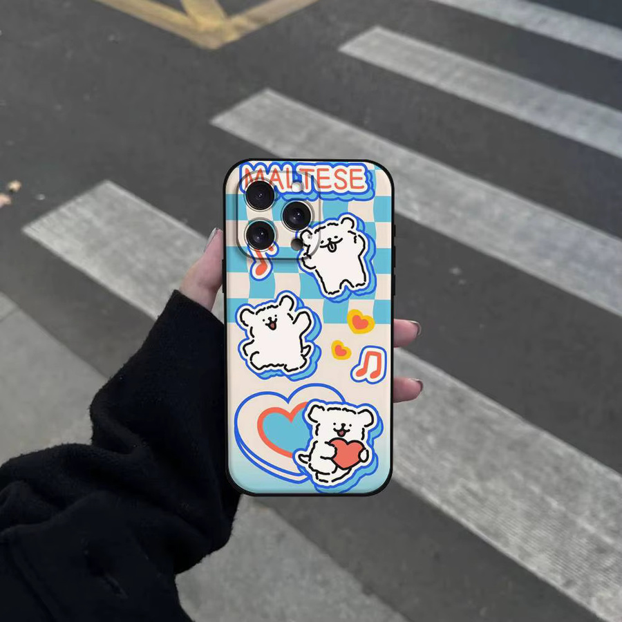 Mesuca Handyhülle mit Cartoon-Malteser Motiv für iPhone 11 bis iPhone 17 Pro Max Plus Mini, TPU-Softcase, Multicolour - Bild 2