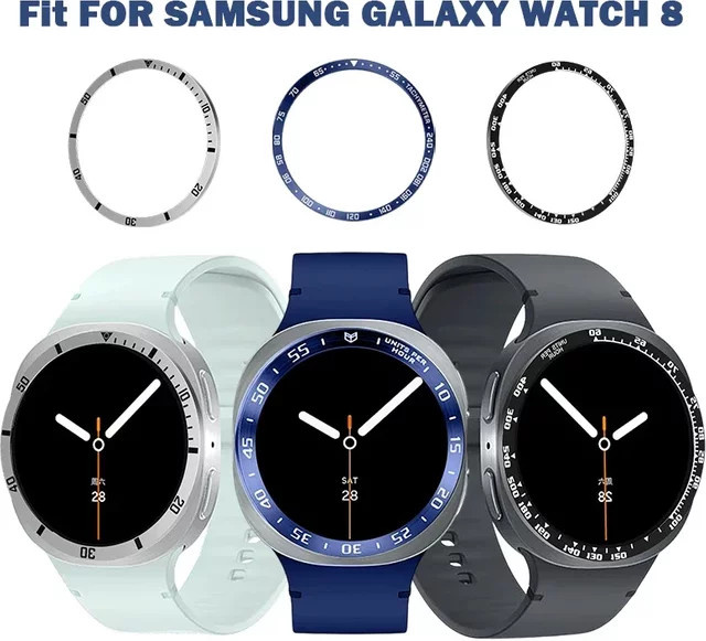 Metall-Lünettenring in Blau für Samsung Galaxy Watch 8, 7, 6, 5, 4 mit Zeit- und Geschwindigkeitsskala als Rahmenschutzring - Bild 1