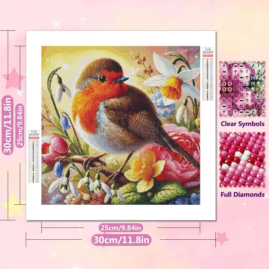EverShine 5D Diamantmalerei Set mit Blumen und Vögeln, DIY Mosaik Stickerei in Multicolour, B/H: 20 x 20 cm - Bild 2