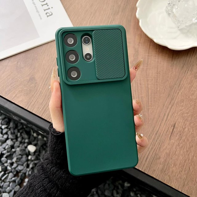 Stoßfeste Schieb-Kamera-Handyhülle für Samsung Galaxy S26 Ultra und S26 Plus in Grün - Bild 1