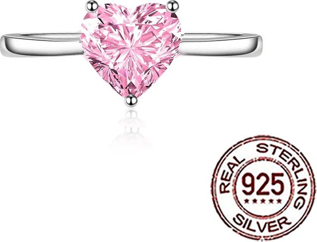 CWWZircons Ehering, 925 Silber, Rosa Zirkonia, Damen - Bild 1