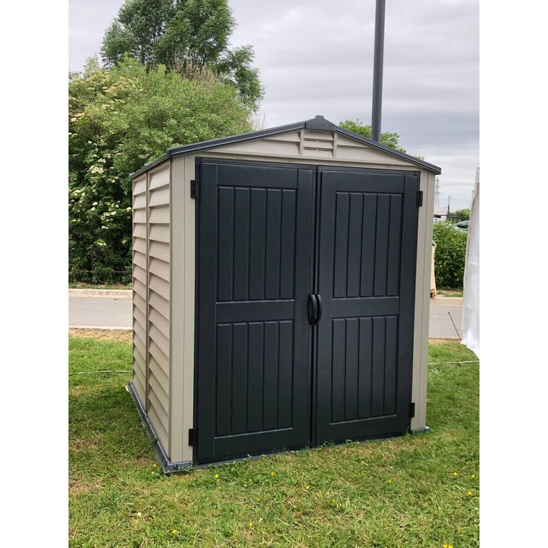 Duramax Kunststoff Gartenhaus Grau mit Drehtüren und Fußbodenplatte, H x B x T: 213 x 186 x 190 cm - Bild 4