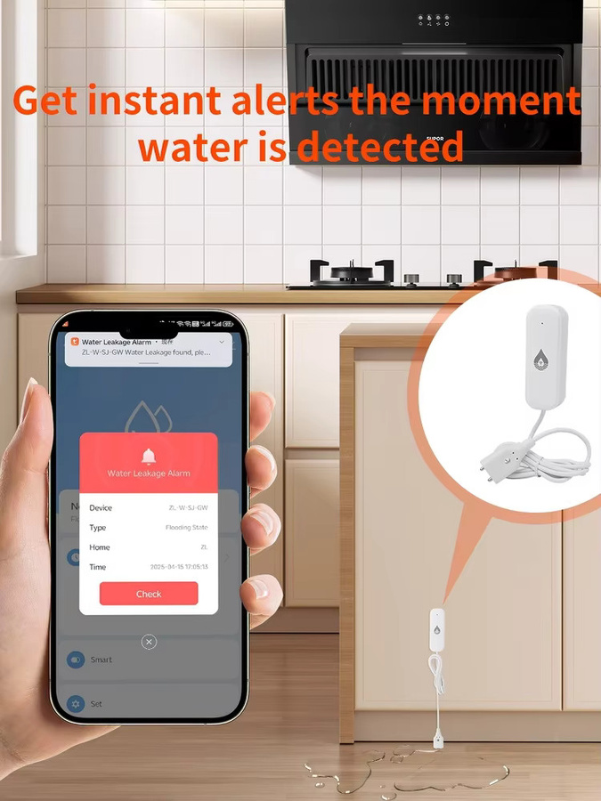 Tuya Smart Home Wassersensor Leckage-Alarm und Flutdetektor mit WLAN oder ZigBee zur Fernüberwachung via Smart Life App in Weiß - Bild 5