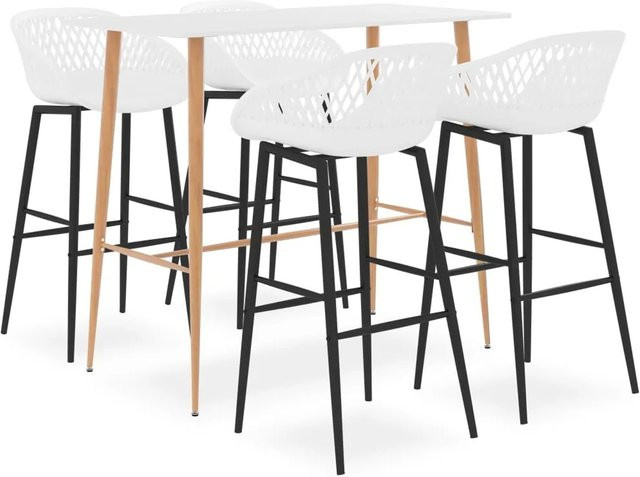 vidaXL 5-tlg. Bar-Set Weiß Modell 15 mit Tisch und Stühlen für den Garten - Bild 1