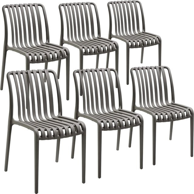 tectake Alcudia Gartenstühle 6er Set Anthrazit, wetterfest, UV-beständig und stapelbar, B/T/H: 47 x 58 x 80,5 cm - Bild 2