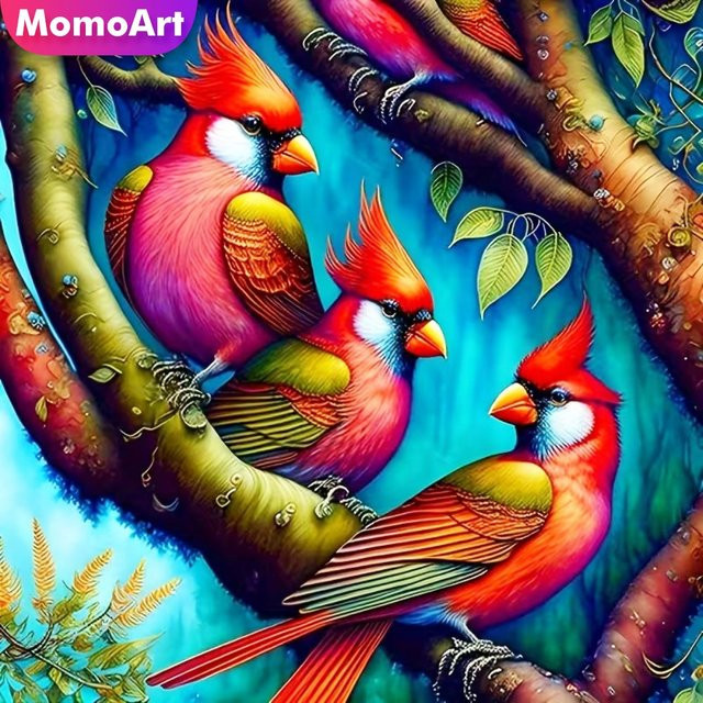 Momoart Diamant-Mosaik Vogel DIY-Set für Erwachsene und Anfänger, bunte Acryl-Diamantmalerei als Bastelbedarf für dein Hobby, B/B/B: 20 x 20 x 20 cm - Bild 1
