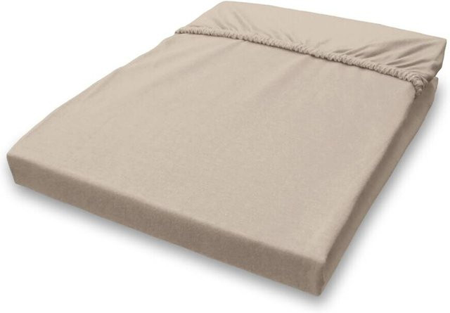Pocoline Jersey Spannbetttuch aus Baumwolle in Taupe, B: 150 cm, H: 28 cm, L: 200 cm - Bild 1