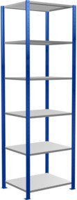 Schulte Grundregal Steckregal MULTIplus150 mit 6 Fachböden und Kreuzstrebe, Farbe: Enzianblau/Verzinkt, B/T/H: 250 x 75 x 60 cm - Bild 1