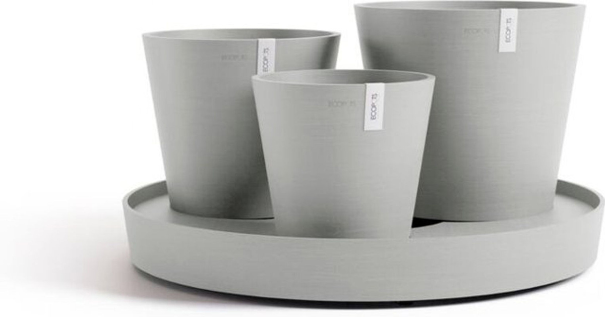 Ecopots Dubaier Blumentopf aus Kunststoff in Weiß und Grau, B: 56,5 cm, H: 30,7 cm - Bild 1