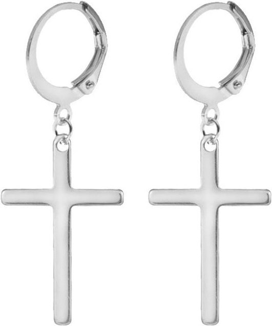 YULIN Creolen Edelstahl, Kreuz Anhänger, Weiß, Unisex - Bild 1
