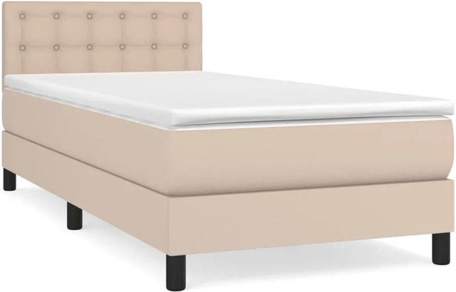 vidaXL Boxspringbett Hybrid mit Matratze und Kopfteil, Cappuccino-Braun, B/T: 100 x 200 cm - Bild 1