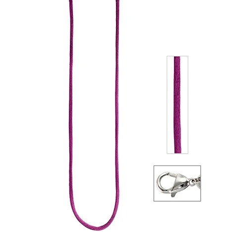 Colfem Halskette Seide, pflaume, 925 Silber, 42 cm, Unisex - Bild 1