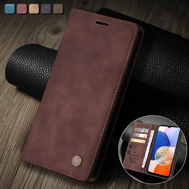 Leder-Brieftaschenhülle für Samsung Galaxy S25 S26 S24 S23 S22 Ultra A16 A26 A36 A56 A17 A37 A57 A15 A25 A35 A55 in Schwarz oder Braun - Bild 1