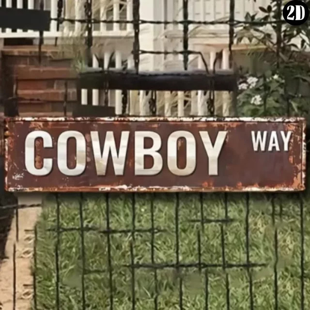 HELLOYOUNG Cowboy-Wegeschild aus Aluminium im Vintage-Stil für die Wanddekoration im Innen- und Außenbereich - Bild 1