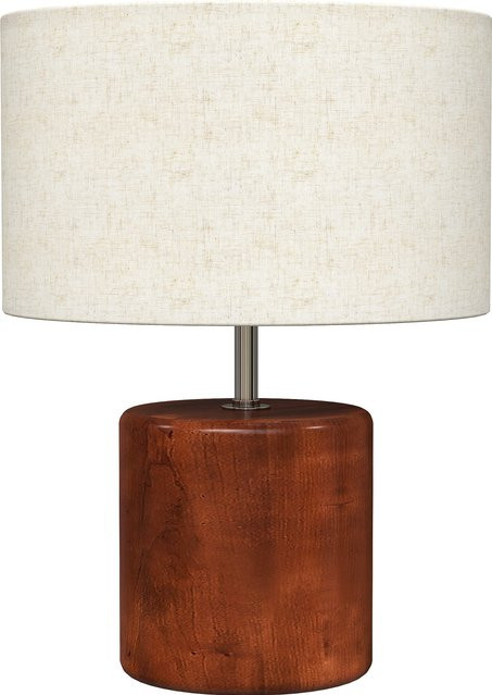 HOMCOM Rustikale Tischlampe mit Holzfuß und Leinen-Lampenschirm in Dunkelbraun und Beige, E27, 40W - Bild 1