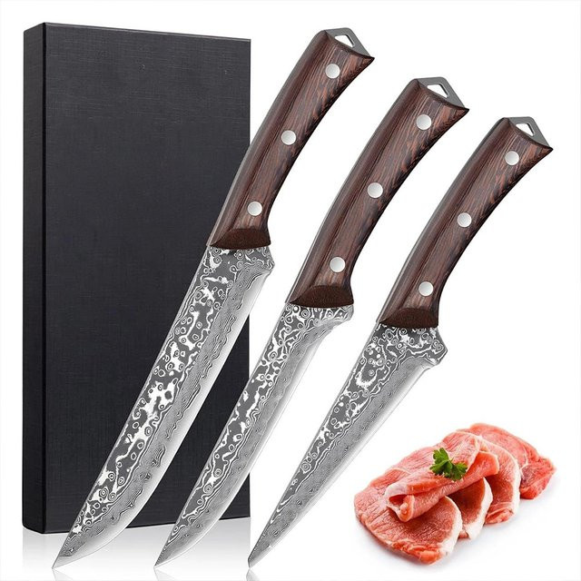 XIAOTIANLAI Japanisches Kochmesser-Set, 3-teilig, Silber, mit Holzgriff zum Schneiden von Fleisch und Geflügel - Bild 1