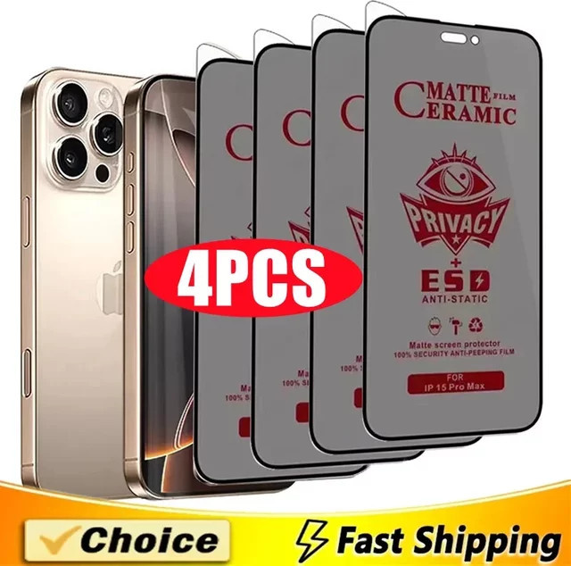 Arvin 4er-Pack Matte Keramik-Displayschutzfolie mit Anti-Spionage-Funktion für iPhone 16 15 14 13 12 11 Pro Max Plus und XR XS Mini, Transparent - Bild 1
