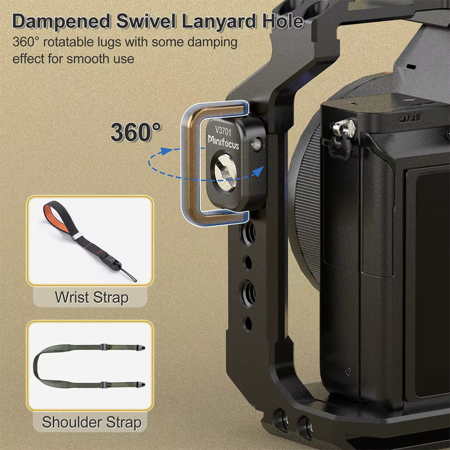 MINIFOCUS Kameragurthalterung mit ARRI-Positionierungsstiften und 1/4 Zoll Schraube für Canon Nikon Panasonic Sony DSLR Kameras - Bild 4