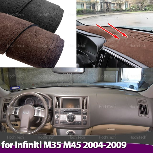 Dashboard Abdeckung aus Wildleder Leder für Infiniti M35 M45 (2004-2009) in Schwarz/Braun - Bild 1