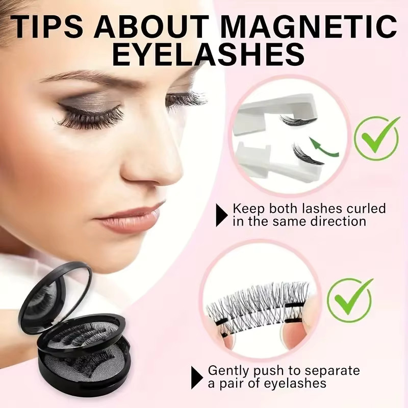 Magnetisches Wimpern Kit, 8 Stück, Schwarz, Natürlich, Unisex - Bild 5