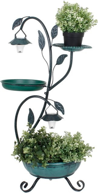 Garden Pleasure Pflanzständer mit Solar-Beleuchtung in Patina Grün, H: 78 cm, B: 45 cm, T: 31 cm - Bild 1