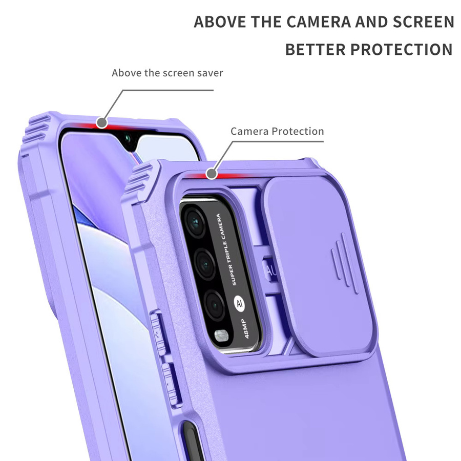Slide Camera Armor Handyhülle für Xiaomi POCO X3 NFC M3 M4 X4 X5 X6 Pro C40 4G 5G Hard Cover in Rot - Bild 2